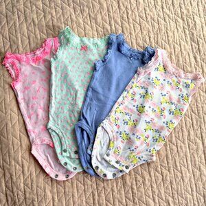 CARTER'S Baby Girl 4 Tank Onesie Bundle Newborn NWoT